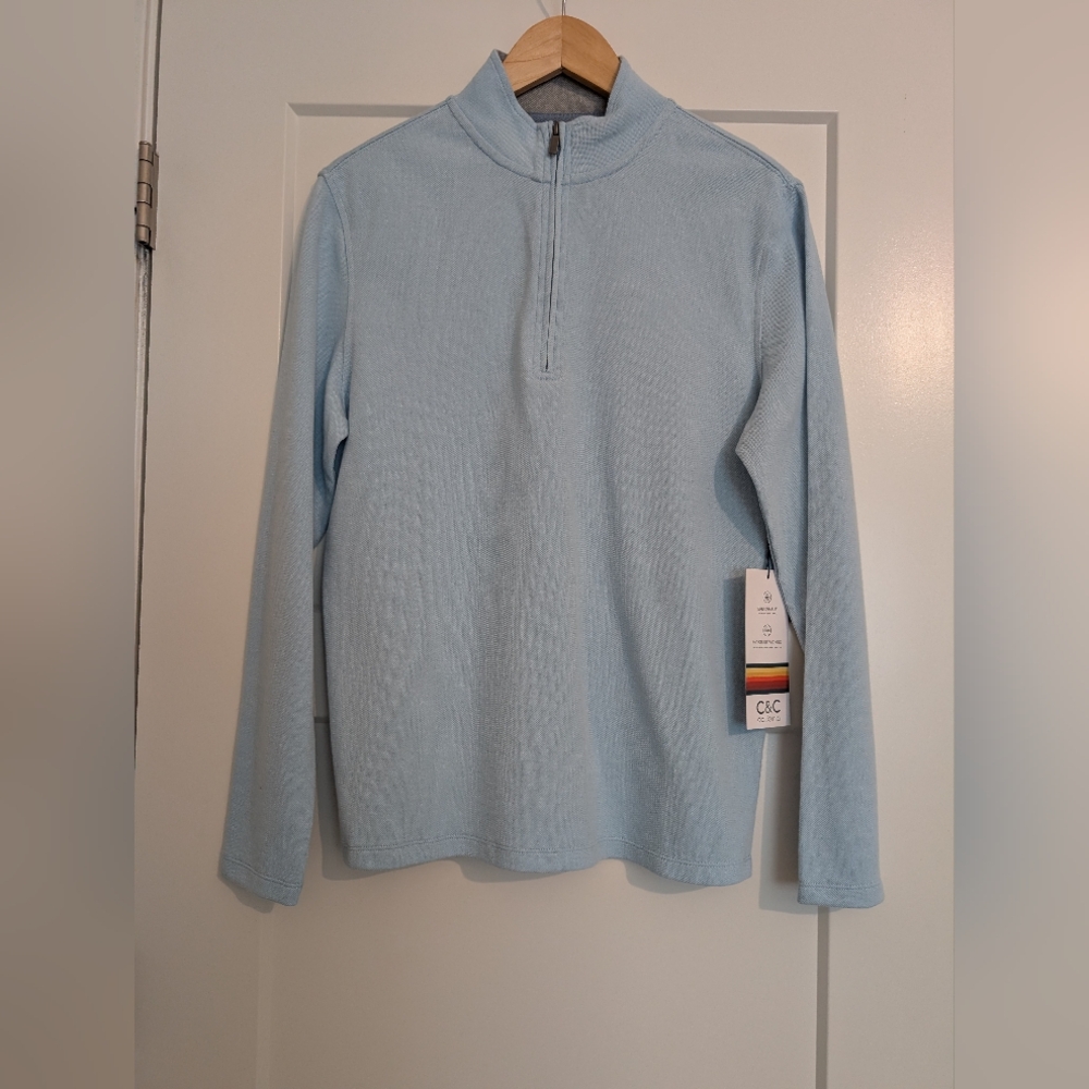 C&C California Surfing Clothing Company Light Blue Quarter-Zip Pullover NWT S